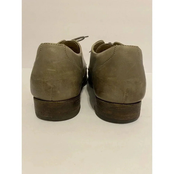 Frye Men’s Leather Dress Shoes Derby Sz 11 D Gray Beige Distressed Capped Toe - Picture 8 of 13